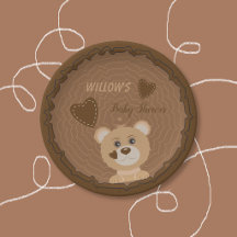 Platos de papel marrones para baby shower del oso 