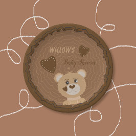 Platos de papel marrones para baby shower del oso 
