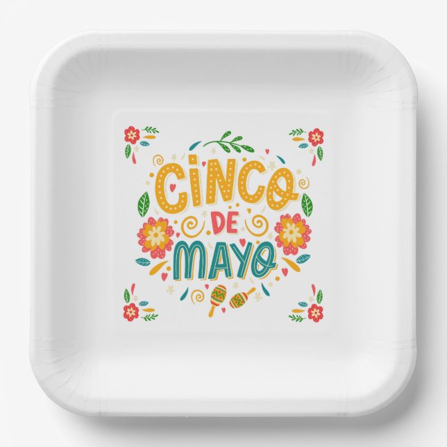 Platos de papel mexicanos del Cinco de Mayo (Anverso)