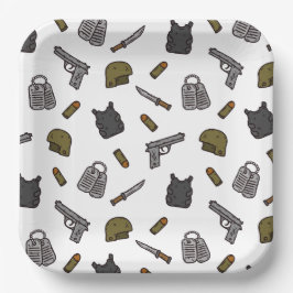 Platos de papel militares, fiesta de camuflaje del