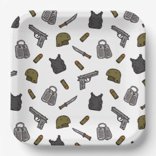 Platos de papel militares, fiesta de camuflaje del