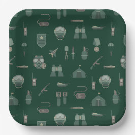 Platos de papel militares, fiesta patriótica del e