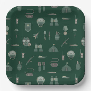Platos de papel militares, fiesta patriótica del e