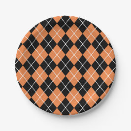 Platos de papel naranja negro Fiesta Retro de Hall