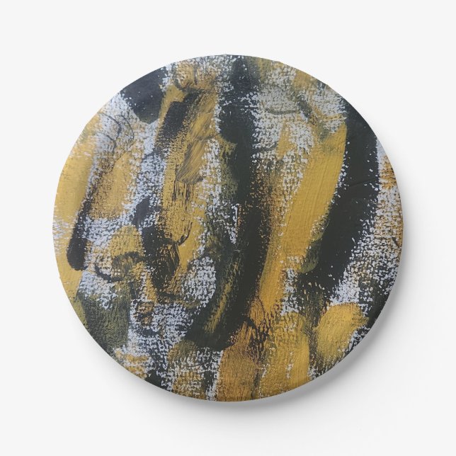 Platos de papel naranja y negro (Anverso)