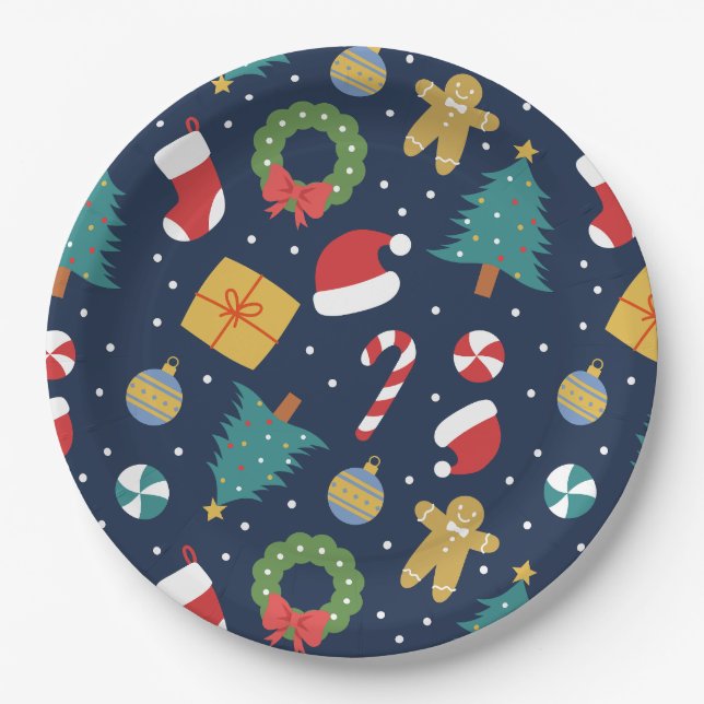 Platos de Papel Navideños Jolly Jumble (Anverso)