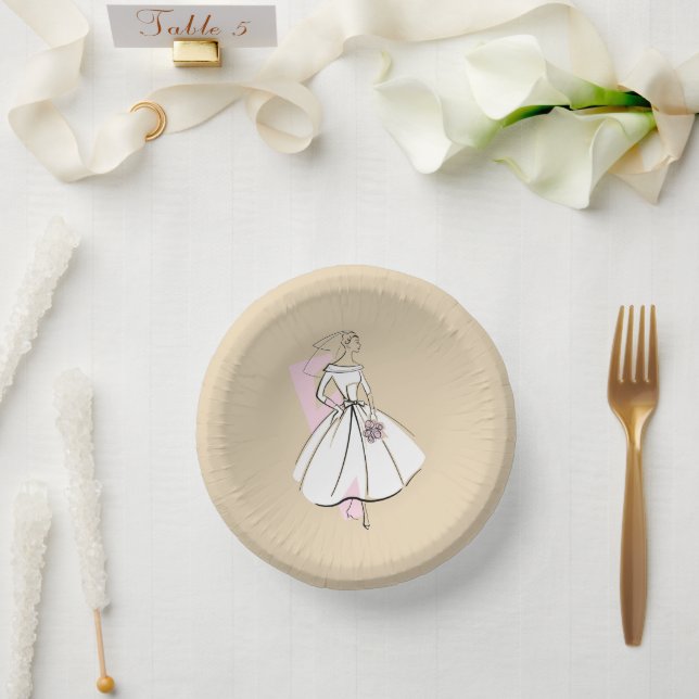 Platos de papel Novia de Moda Neutros (Boda)
