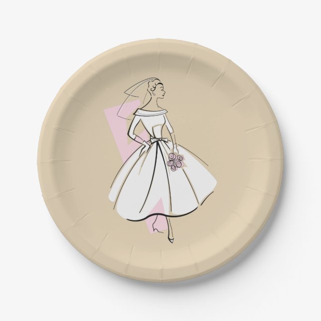 Platos de papel Novia de Moda Neutros (Anverso)