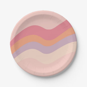 Platos de papel ondulados rosados con vibraciones 