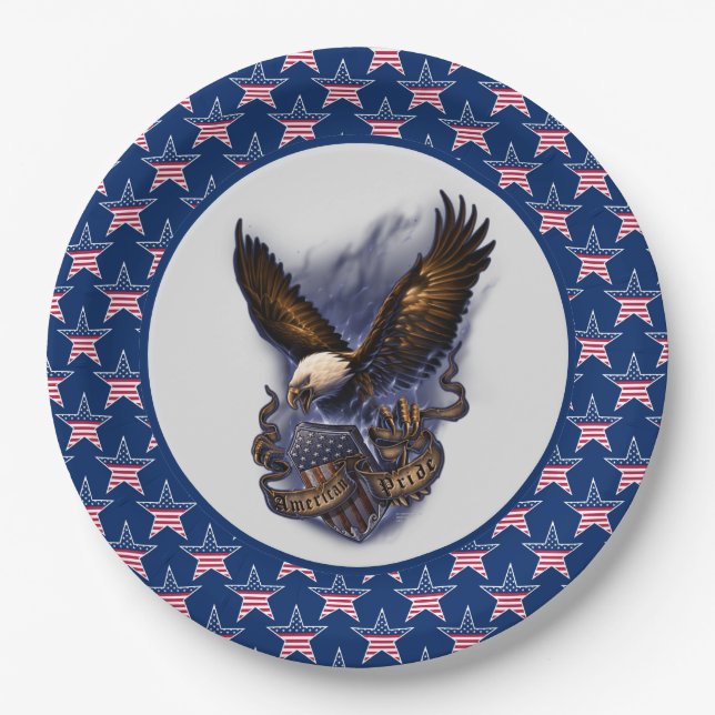 Platos de papel Orgullo Americano (Anverso)
