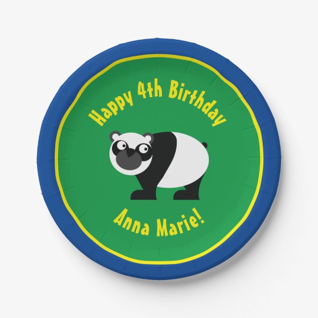 Platos de Papel Panda Fiesta de Cumpleaños Animal (Anverso)
