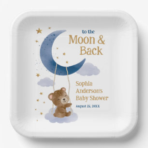 Platos de papel para baby shower 'A la Luna y de R