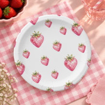 Platos de papel para baby shower Berry Sweet Straw