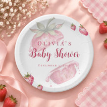 Platos de papel para baby shower Berry Sweet Straw