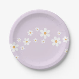 Platos de papel para Baby Shower boho Daisy lila
