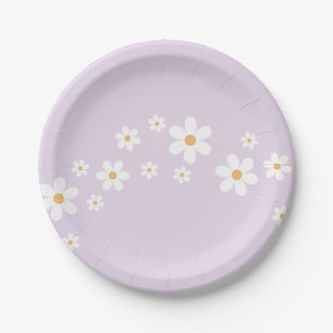 Platos de papel para Baby Shower boho Daisy lila