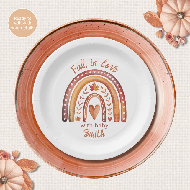 Platos de papel para baby shower Boho Rainbow Fall (Subido por el creador)