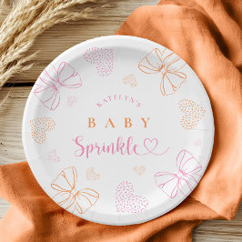 Platos de papel para baby shower con lazo de sprin