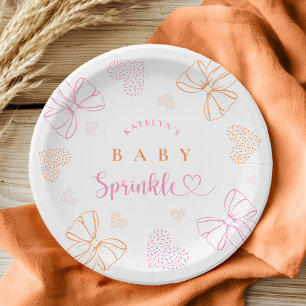 Platos de papel para baby shower con lazo de sprin