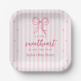 Platos de papel para baby shower con lazo pequeño