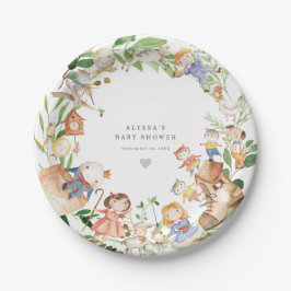 Platos de papel para baby shower con rimas infanti