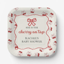 Platos de papel para baby shower Coquette Cherry o