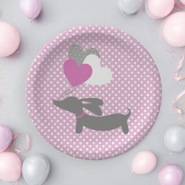 Platos de Papel para Baby Shower Dachshund Niña Ro