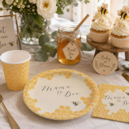 Platos de Papel para Baby Shower de Abeja de Miel