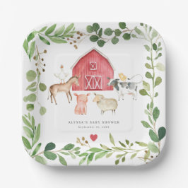 Platos de papel para baby shower de animales de gr