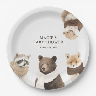 Platos de papel para baby shower de animales del b