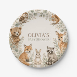 Platos de papel para baby shower de animales del b