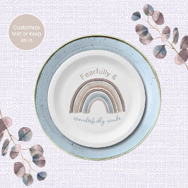 Platos de Papel para Baby Shower de Arcoíris con T