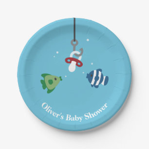 Platos de papel para baby shower de cebo de pescad