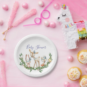 Platos de papel para baby shower de ciervos en acu