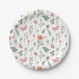 Platos de papel para baby shower de flores silvest