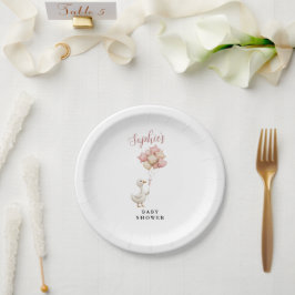 Platos de papel para baby shower de ganso tonto li