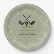 Platos de papel para baby shower de golf en club d