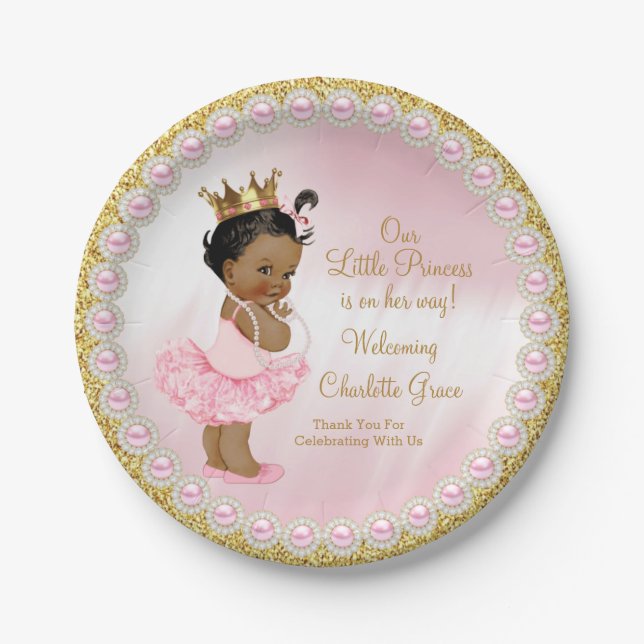 Platos de papel para baby shower de la Princesa de (Anverso)
