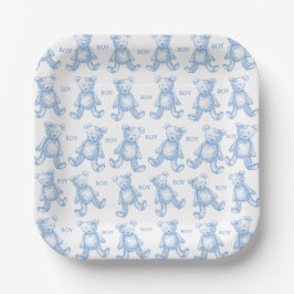 Platos de papel para baby shower de osito