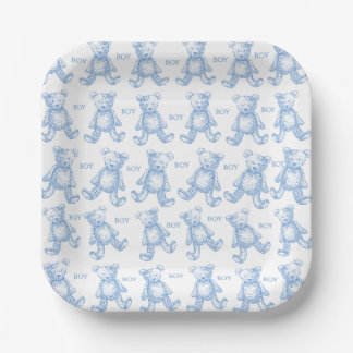 Platos de papel para baby shower de osito