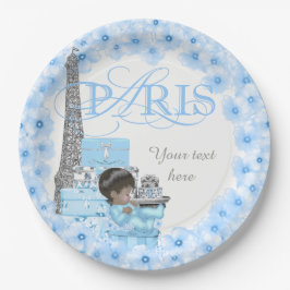 Platos de papel para baby shower de París Niño Étn