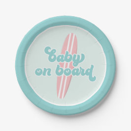 Platos de papel para baby shower de playa rosa par