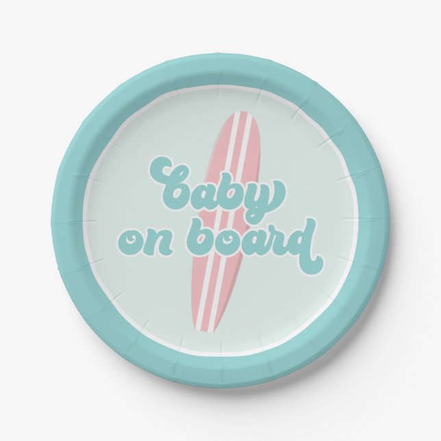 Platos de papel para baby shower de playa rosa par (Anverso)
