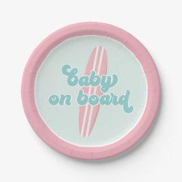 Platos de papel para baby shower de playa rosa par