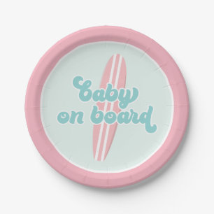 Platos de papel para baby shower de playa rosa par