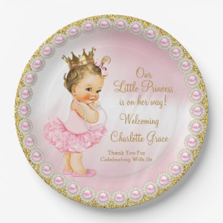Platos de papel para baby shower de princesa