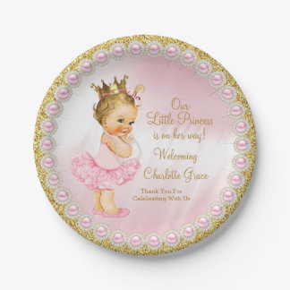 Platos de papel para baby shower de princesa