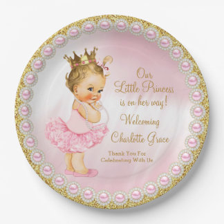 Platos de papel para baby shower de princesa