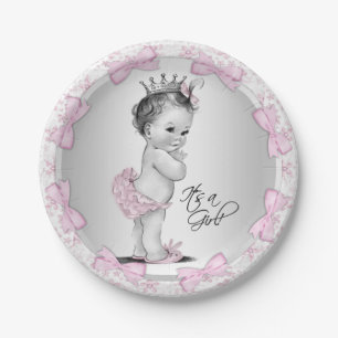 Platos de papel para baby shower de princesa vinta