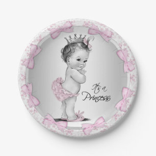 Platos de papel para baby shower de princesa vinta